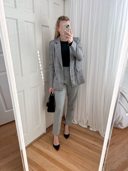 Wearing size small in pants from zara, size xs in bodysuit & size small in the blazer 🩶 winter outfit, workwear, office outfit, plaid blazer

#LTKworkwear #LTKfindsunder50 #LTKfindsunder100