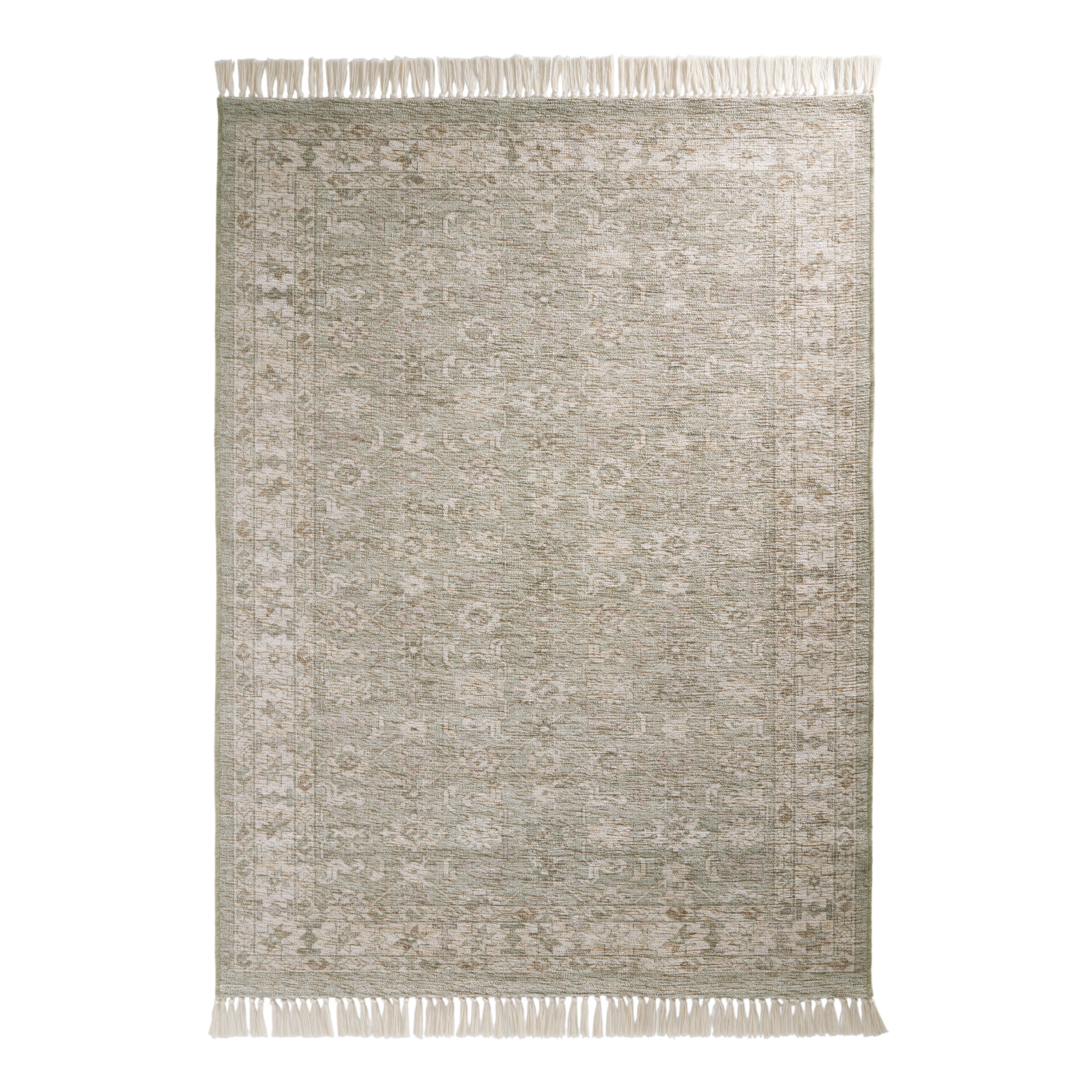 Dani Sage and Beige Floral Washable Area Rug | World Market
