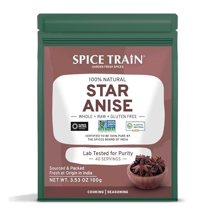 SPICE TRAIN Star Anise Whole (100g/3.5oz) Gluten Free, 100% Raw Whole Chinese Pods, Premium Quali... | Amazon (US)