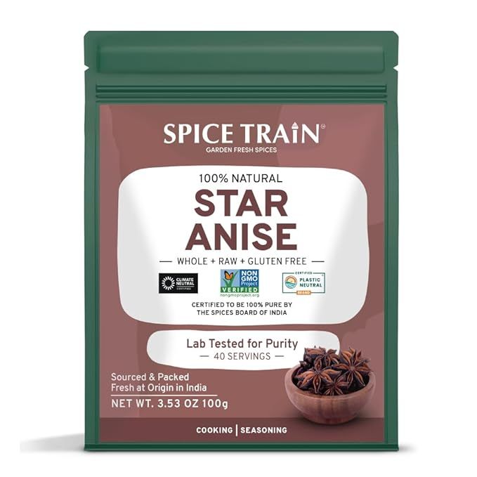SPICE TRAIN Star Anise Whole (100g/3.5oz) Gluten Free, 100% Raw Whole Chinese Pods, Premium Quali... | Amazon (US)