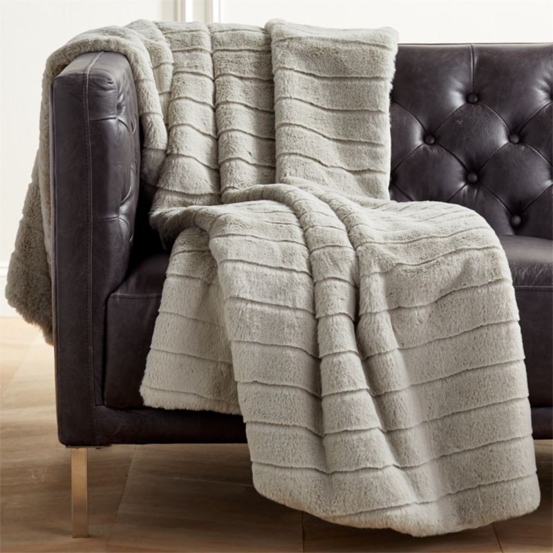 Grey Channeled Faux Fur Throw + Reviews | CB2 | CB2