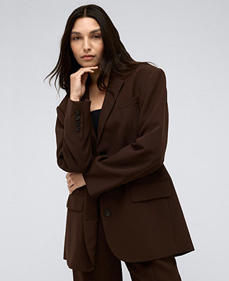 Kenneth Cole Women's Vision Twill Three-Button Boyfriend Jacket - Macy's | Macy's