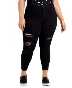 Celebrity Pink Trendy Plus Size Destructed Curvy Skinny Ankle Jeans | Macys (US)