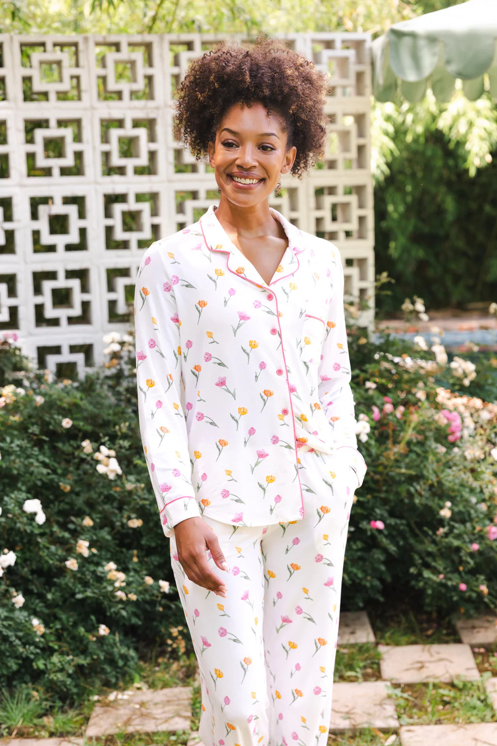 Long-Sleeved Women's Pajama Set in Tulip | Kyte Baby