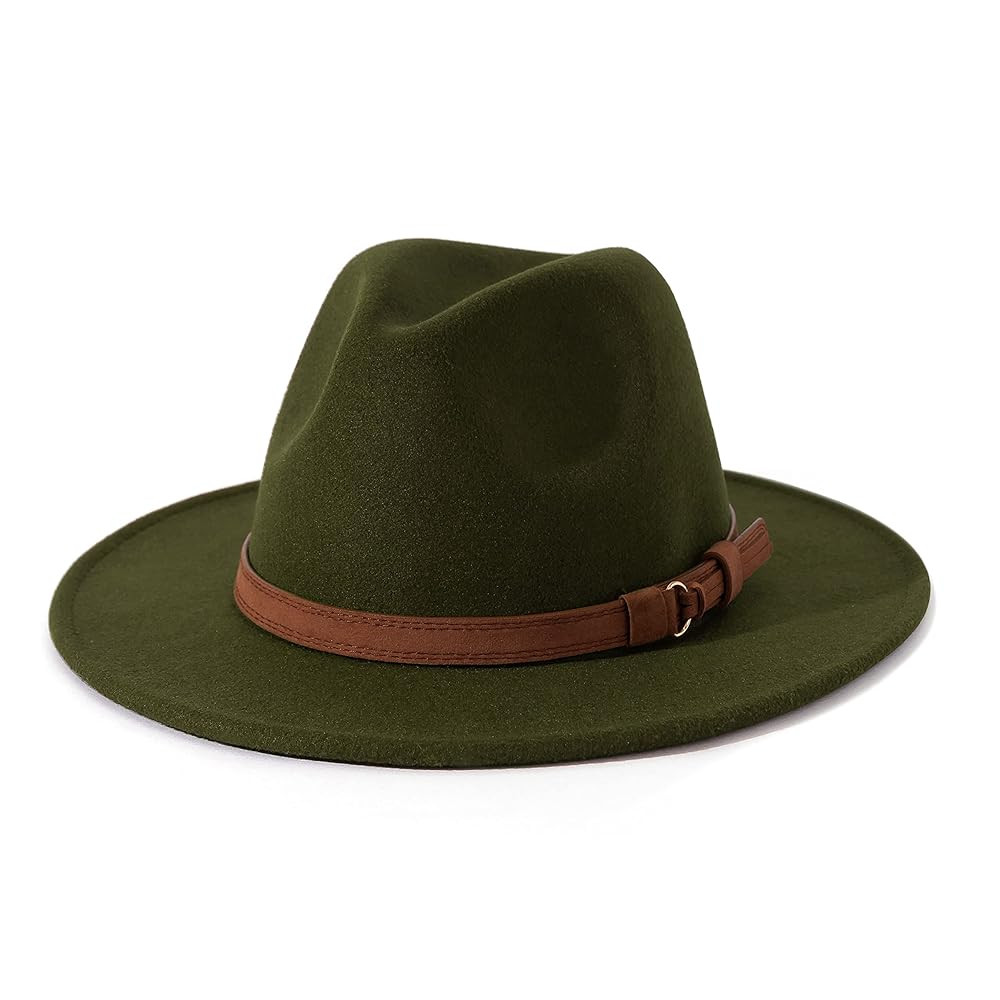 Lisianthus Men & Women Vintage Wide Brim Fedora Hat with Belt Buckle | Amazon (US)