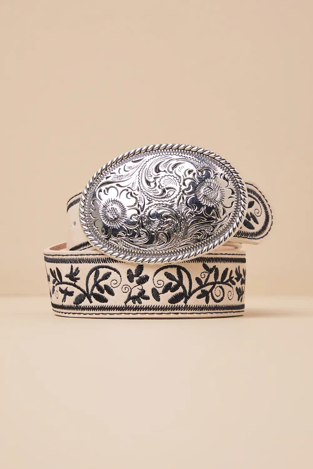 Cowgirl Favorite Cream Floral Embroidered Western Belt | Lulus