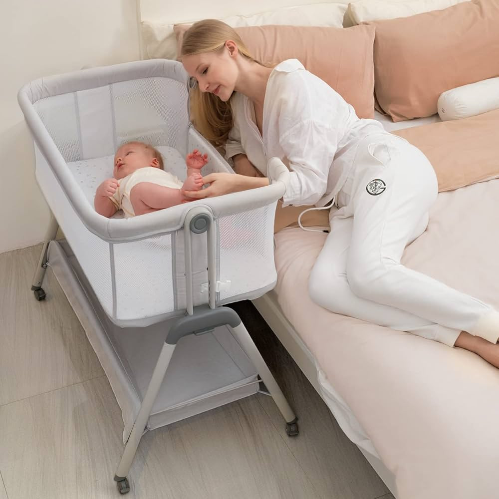 ANGELBLISS Baby Bassinet Bedside Sleeper, Easy Folding Portable Bassinet for Baby with Wheels, Ad... | Amazon (US)