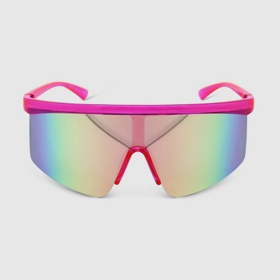 Women's Crystal Plastic Shield Sunglasses - Wild Fable™ Pink: Oversized Frame, Maximum UV Protection | Target