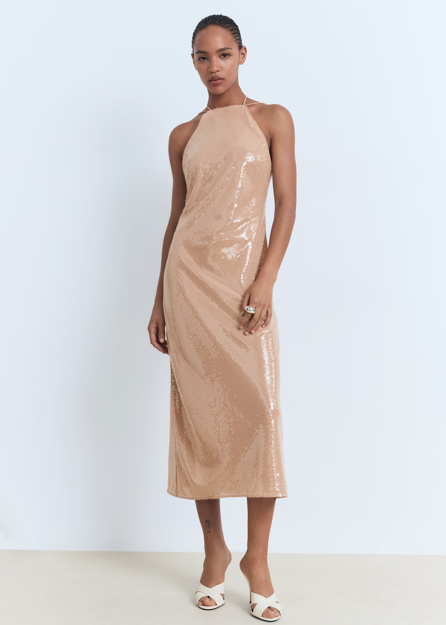 Sequined halter neck dress | Mango (US/MX/AU)