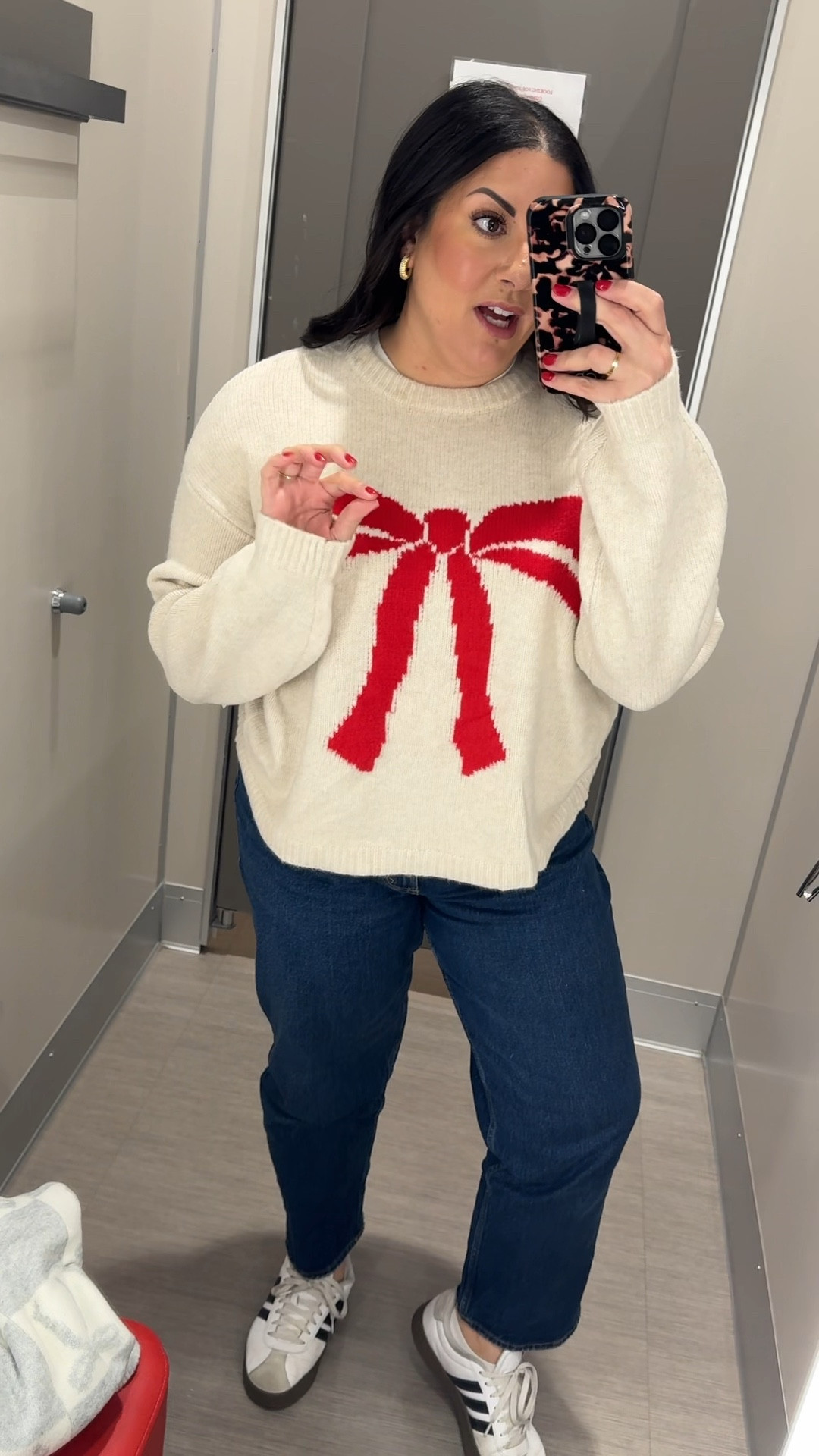 Wearing a large in the viral Target bow sweater!! Would be such a cute Christmas gift 🎁❤️🎀 

#LTKCyberWeek #LTKGiftGuide #LTKHoliday