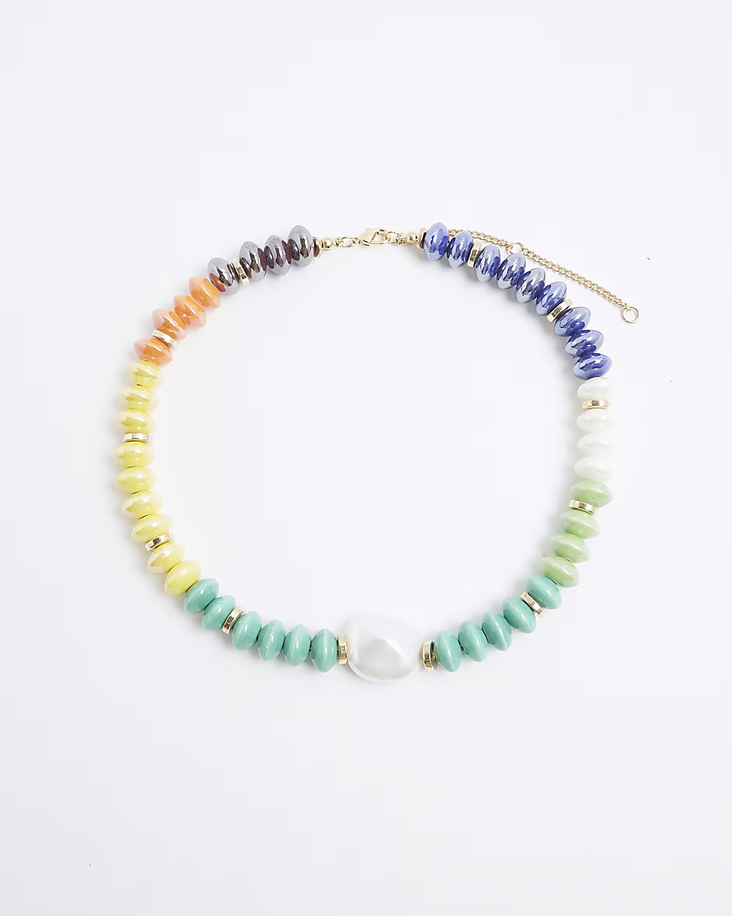 Green Bright Beaded Pearl Necklace | River Island UK & IE