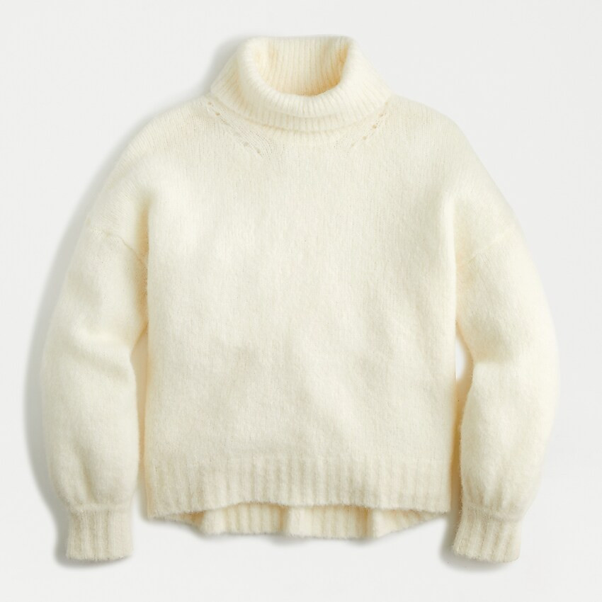 Fuzzy balloon-sleeve turtleneck sweater | J. Crew US