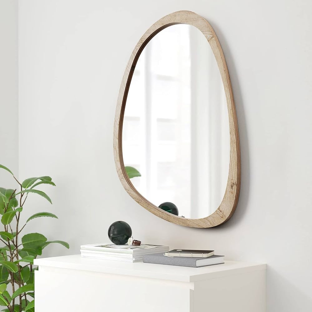 Irregular Wall Mirror for Decor,Wood Asymmetrical Mirror Modern Large Vanity Bathroom Mirror,20 x... | Amazon (US)