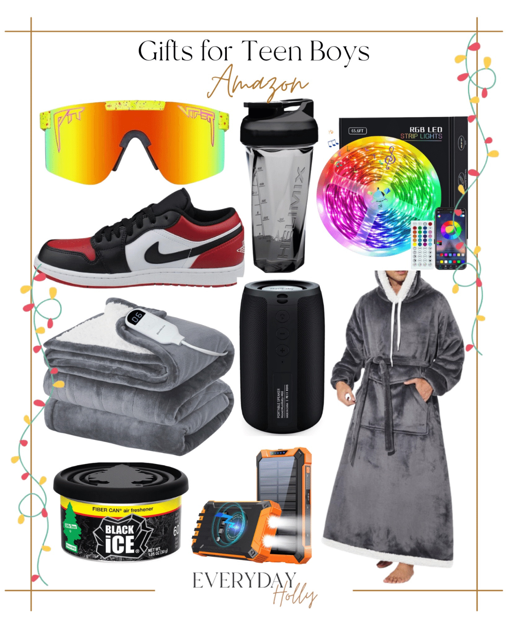 Gifts for Teen Boys | Amazon

Gift guide  Gift ideas  Gifts for teen boys  Teen boy  Polarized glasses  Blender bottle  Fitness  LED light strip  Sneakers  Speaker  Bluetooth speaker  Sherpa  Blanket  Heated blanket  Car freshener  Power bank  Holiday  Stocking stuffers

#LTKHoliday #LTKSeasonal #LTKGiftGuide