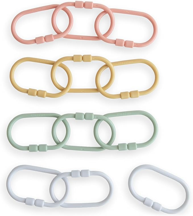 mushie Baby Chain Link Rings Toy 12-Count | Multiuse Car Seat Stroller Connecting Toy (Periwinkle... | Amazon (US)