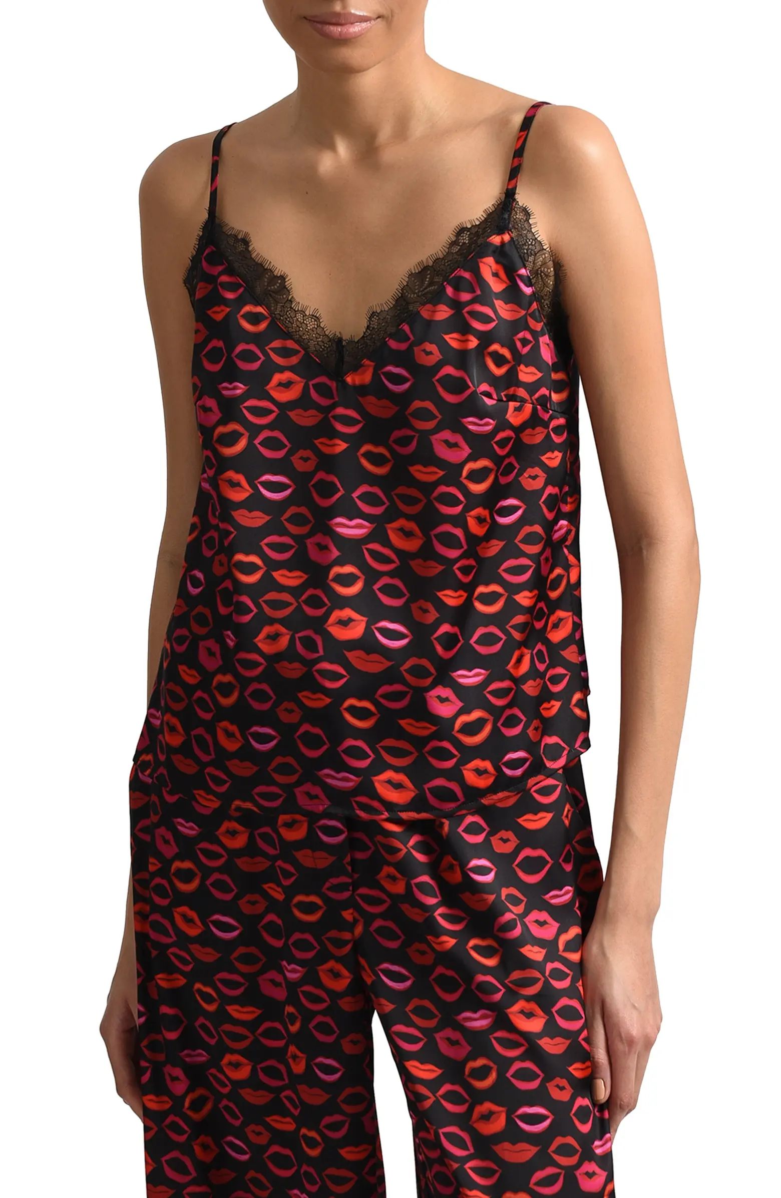 Molly Bracken Lips Print Lace Trim Camisole | Nordstrom | Nordstrom