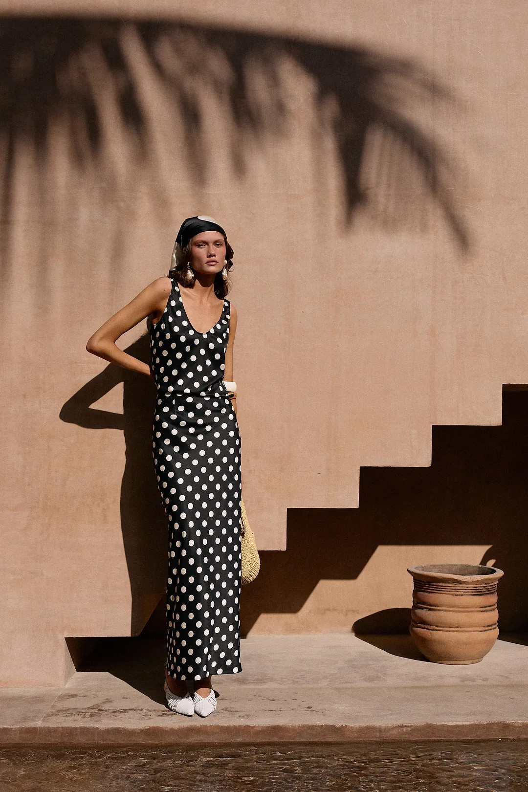 Silk Maxi Skirt (Black Polka Dot) | SAME