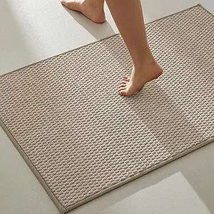 TYUU Bathroom Rugs Non Slip Washable, Super Absorbent Thin Bath Mat Quick Dry Low Pile Bathroom R... | Amazon (US)