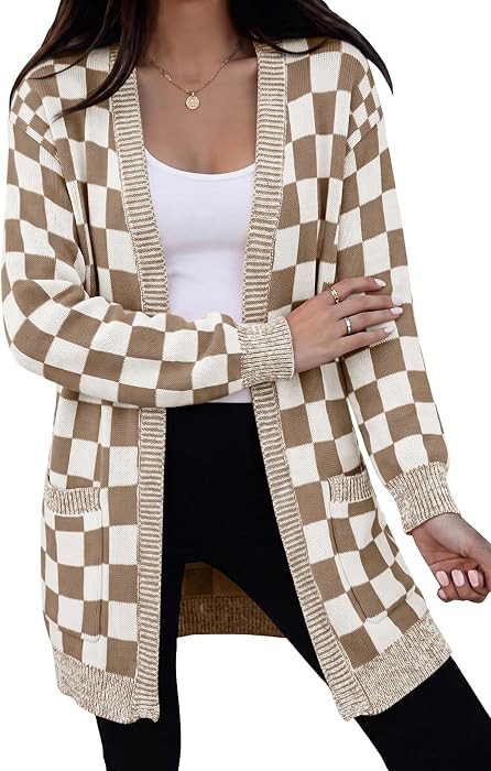 Astylish Women 2026 Checkered Cardigan Sweaters Fall Clothes | Amazon (US)
