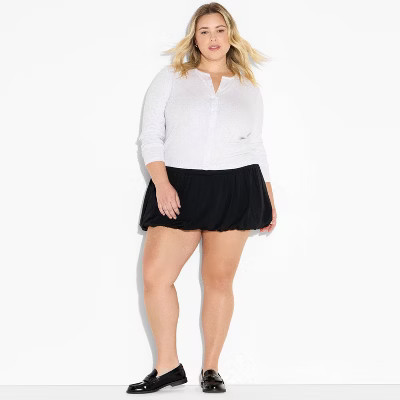 Women's Long Sleeve Roundneck Button-Down Shirt - Wild Fable™ Gray XS | Target