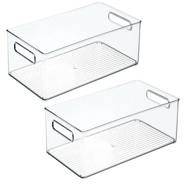 mDesign Storage Bins with Built-in Handles for Bathroom, Vanity, 2 Pack - Clear | Walmart (US)