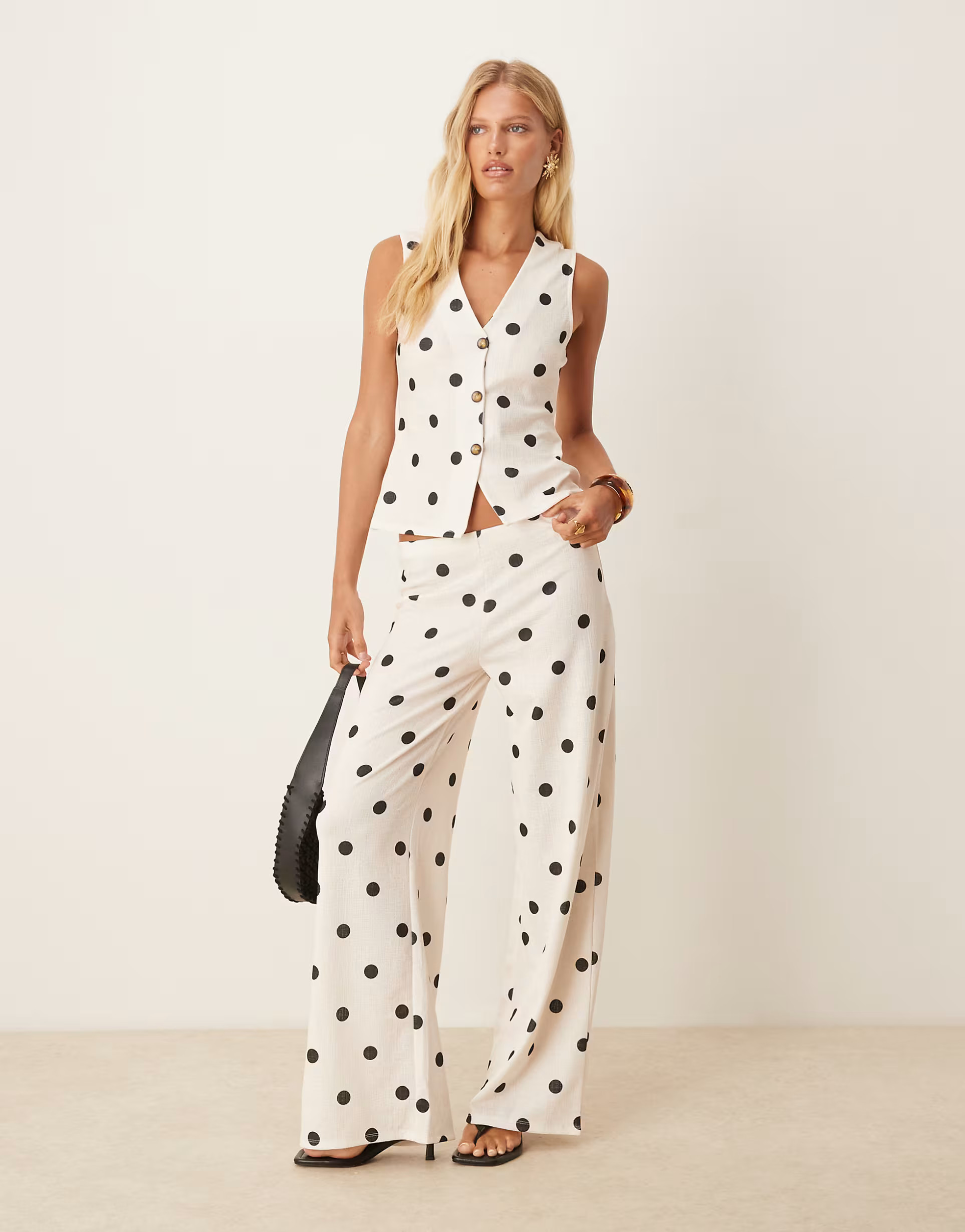 ASOS DESIGN wide leg pants in polka dot print - part of a set | ASOS (Global)