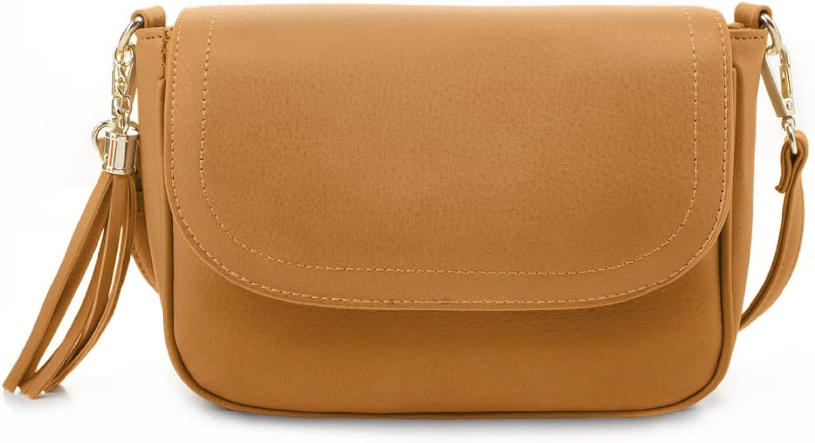 EVVE Small Crossbody Bags for Women Trendy Flap Saddle Purses with Tassel Vegan leather Shoulder ... | Amazon (US)