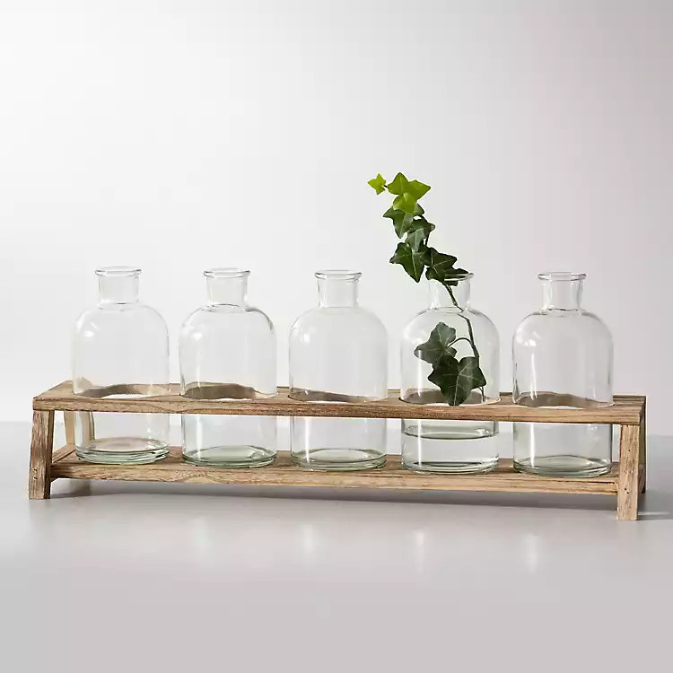 New! Glass Bottle Vase and Crate 5-pc. Set | Kirkland's Home