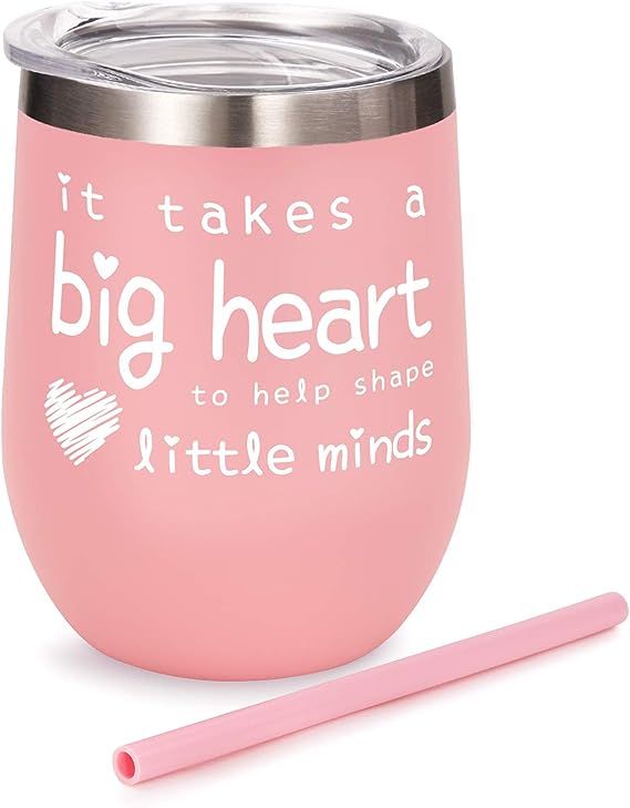 Teacher Appreciation Gifts - Teacher Gifts For Women Wine Glass Tumbler - It Takes a Big Heart to... | Amazon (US)