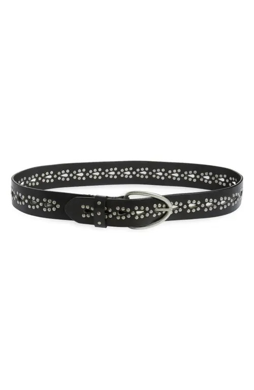 Free People Preston Stud Leather Belt in Black at Nordstrom, Size X-Small/small | Nordstrom
