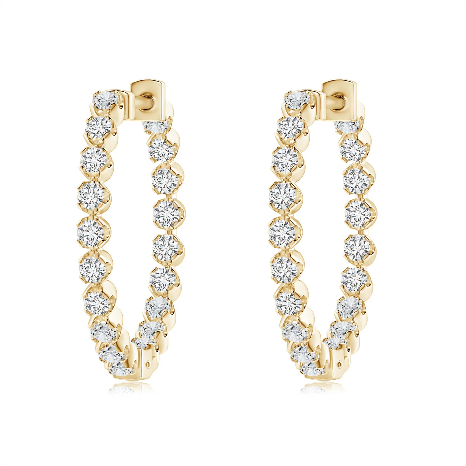 Floating Diamond Inside-Out Hoop Earrings | Angara US