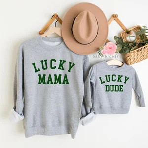 Mommy and Me St Patricks Day Shirt, Lucky Mama Mini  Sweatshirt, Mommy and Me Outfit, Lucky Babe ... | Etsy (US)