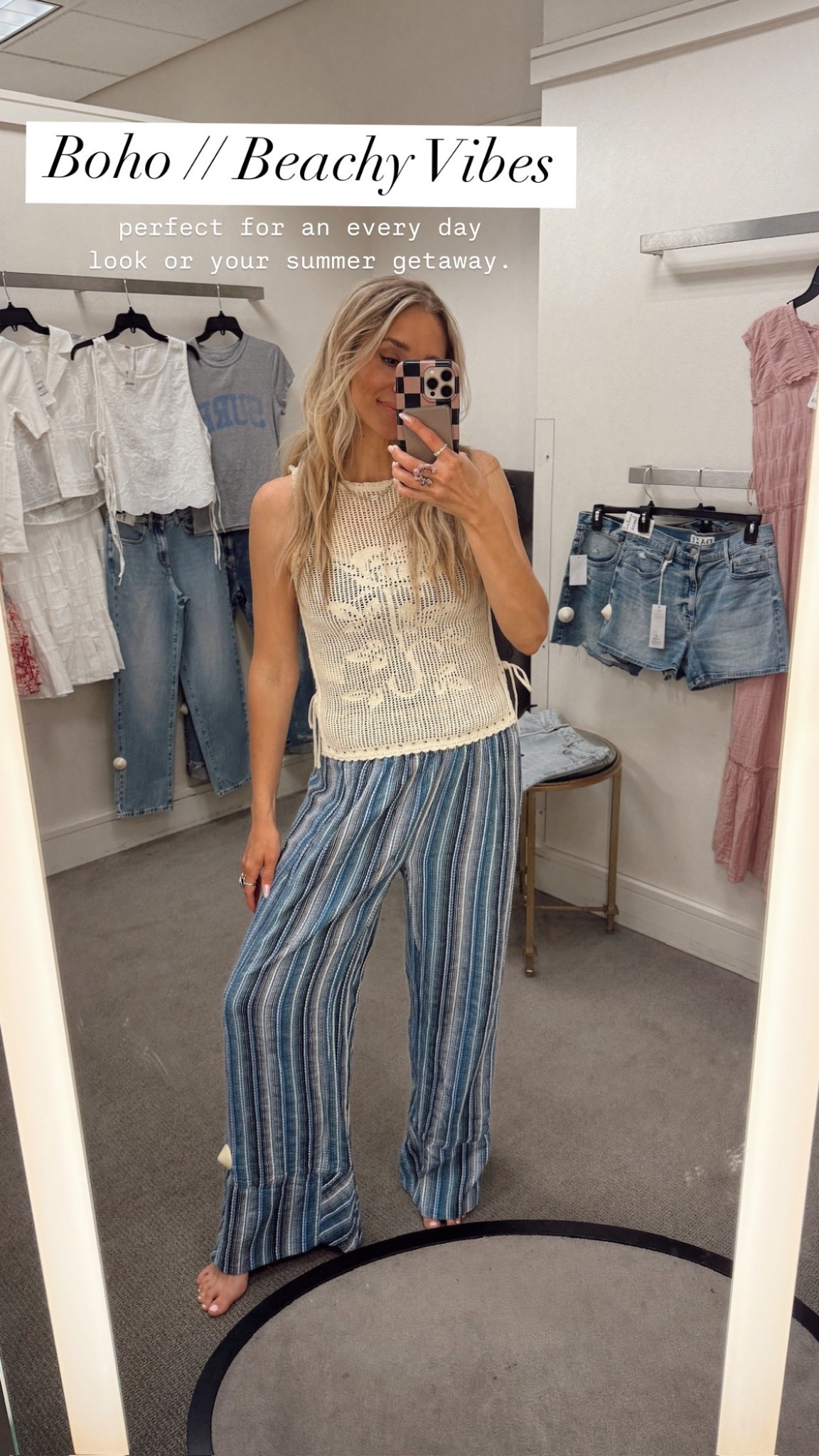 Loving this boho // beachy outfit that would be the perfect vacation outfit! 

Wearing a medium in the top / went up one size. Wearing my tts on the pants. 

#LTKStyleTip #LTKFindsUnder100 #LTKSummerEdit