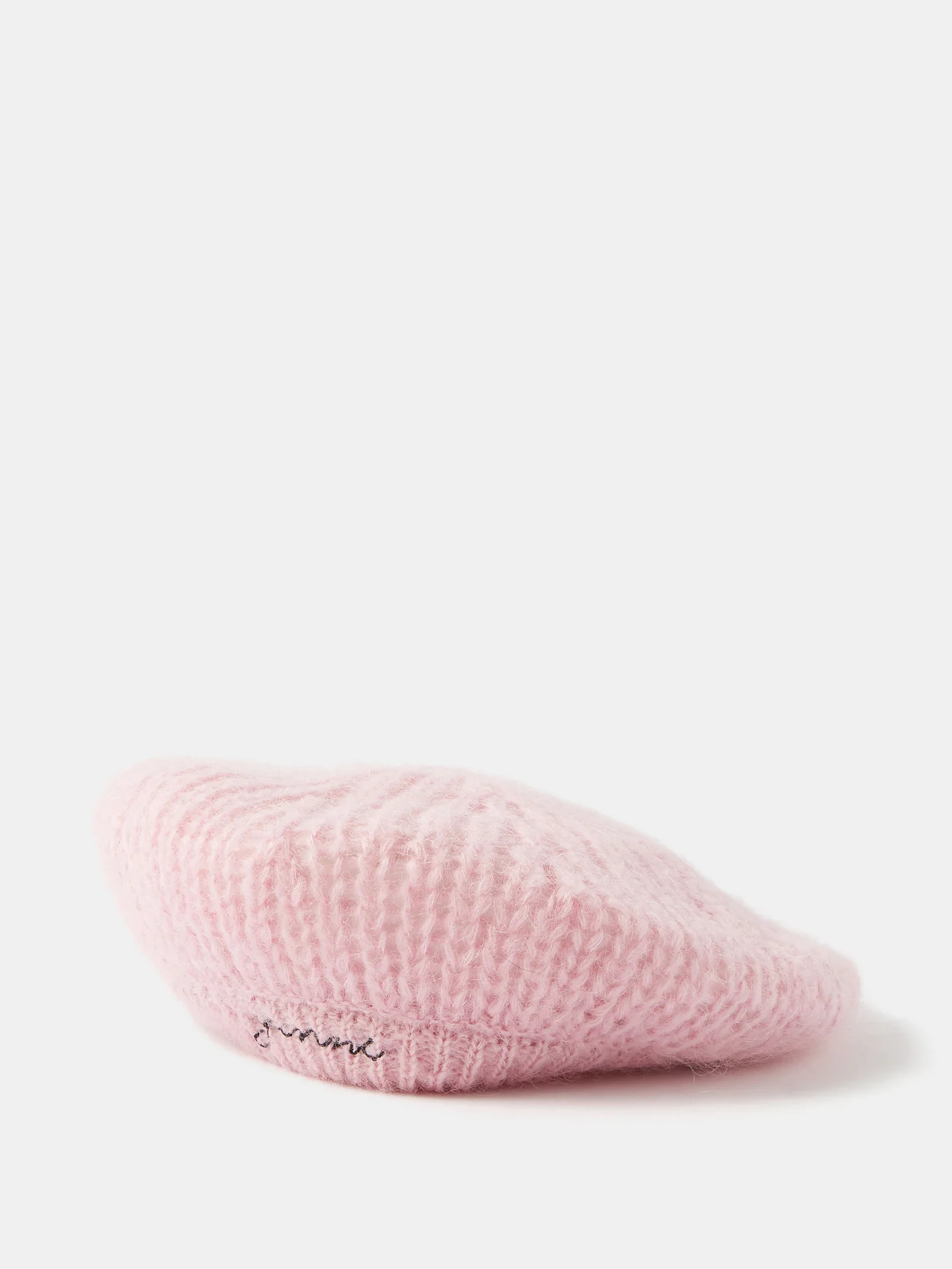 Logo-embroidered mohair-blend beret | Ganni | Matches (UK)