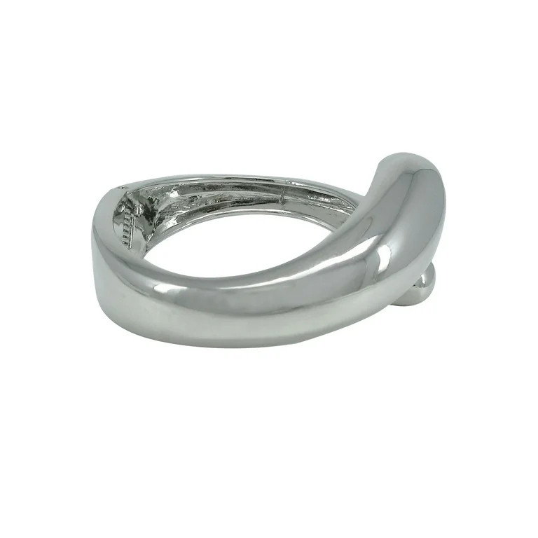 Time And Tru Women's High Polished Metal Open Bangle in Silver Plating | Walmart (US)