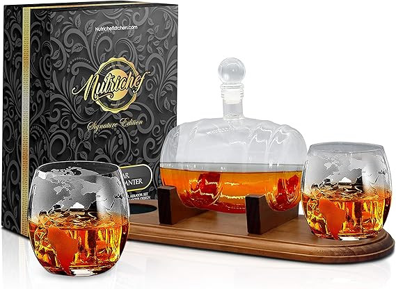NutriChef Glass Glasses-750ml Barrel Whiskey Carafe Alcohol Set, Liquor Lead Free Decanter w/Stop... | Amazon (US)