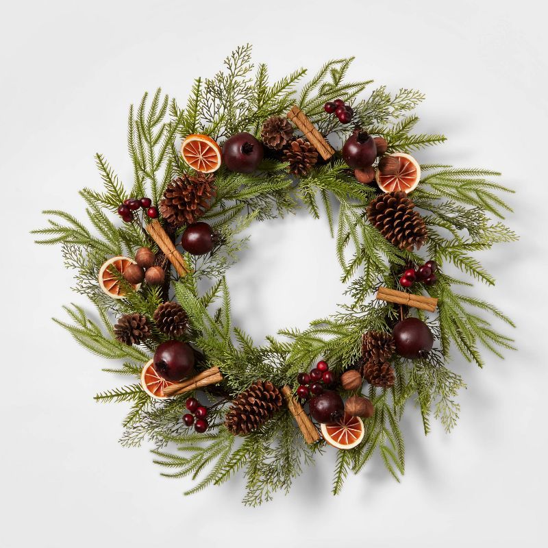 29&#34; Pine with Fruit Artificial Wreath - Wondershop&#8482; | Target
