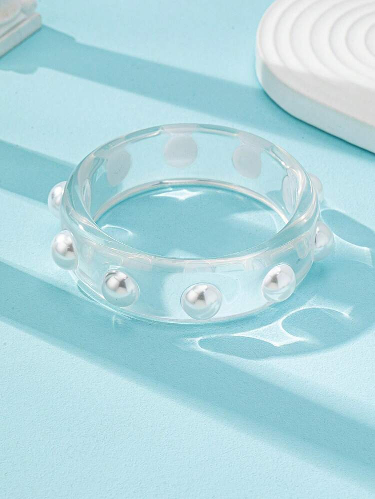 1 Pc Old Money Style Minimalist Geometric Resin Cuff Bracelets , Asymmetrical Water Drip Dome Design Chunky Metal Clasp Bangle , Women Basic Design Bracelet Jewelry For Daily Wear. | SHEIN