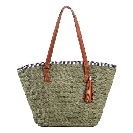 Kotyreds Summer Beach Bags Casual Tassels Women Shoulder Bag for Travel (Army Green) | Walmart (US)