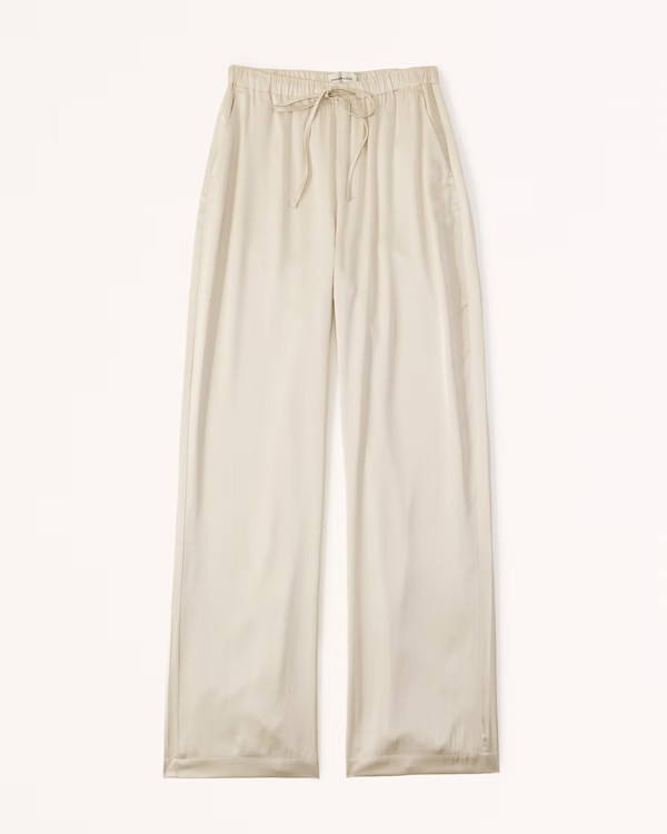 Satin Pull-On Wide Leg Pant | Abercrombie & Fitch (US)
