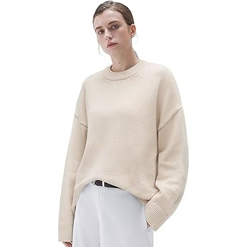 SUUKSESS Women Cashmere Blend Oversized Crew Neck Long Sleeve Pullover Sweaters | Amazon (US)
