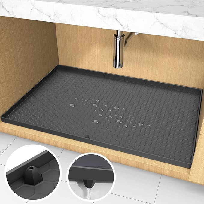 AECHY Under Sink Mat, 34" x 22" Silicone Under Sink Liner, Under Kitchen Sink Mat with Unique Dra... | Amazon (US)