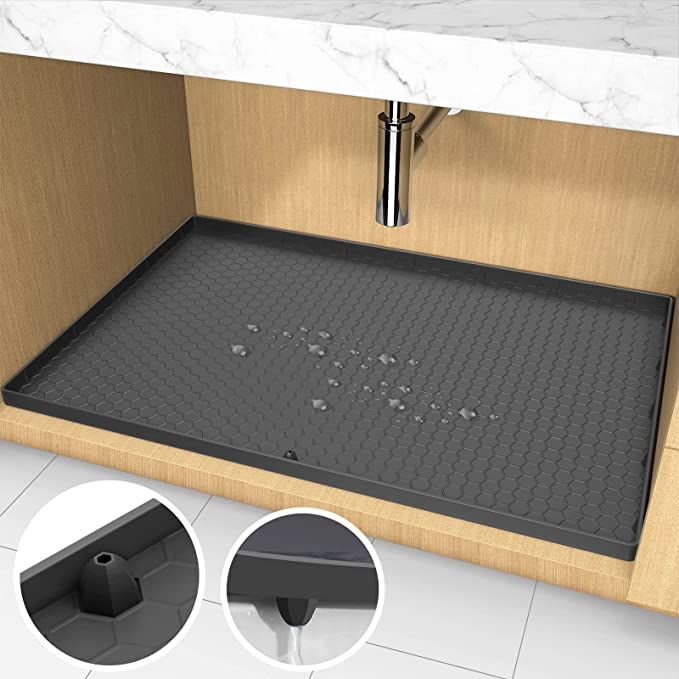 AECHY Under Sink Mat, 34" x 22" Silicone Under Sink Liner, Under Kitchen Sink Mat with Unique Dra... | Amazon (US)