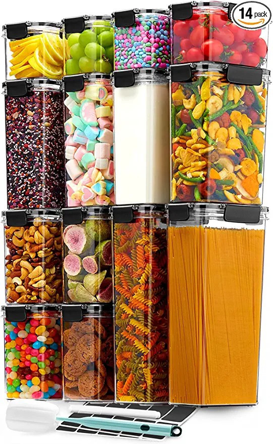 ‎Crystal Clear Airtight Food Storage Containers with Lids,Plastic Canister Sets with Different ... | Amazon (US)