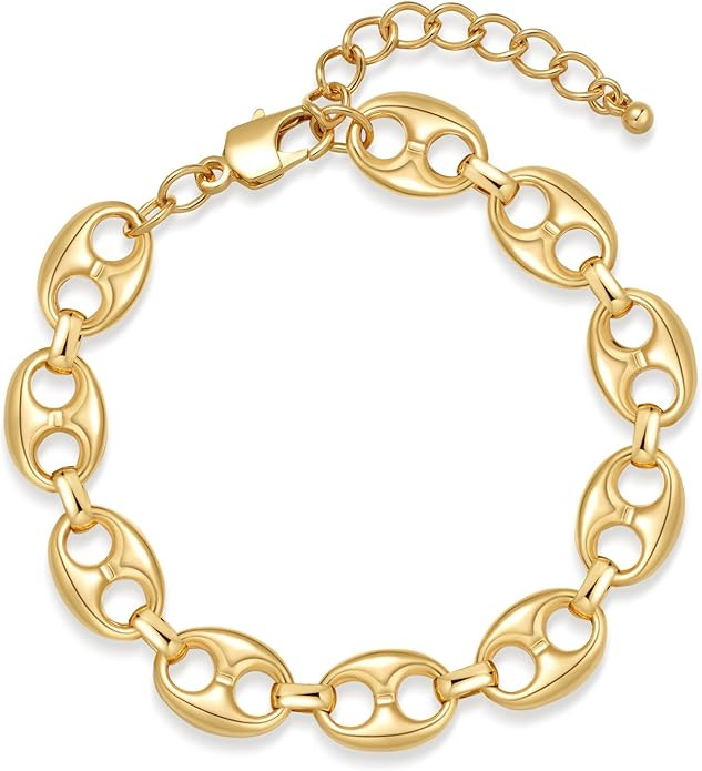 Gold Bracelets for Women Cuban Chain Bracelets Adjustable Chain Bracelet Jewelry Gift | Amazon (US)