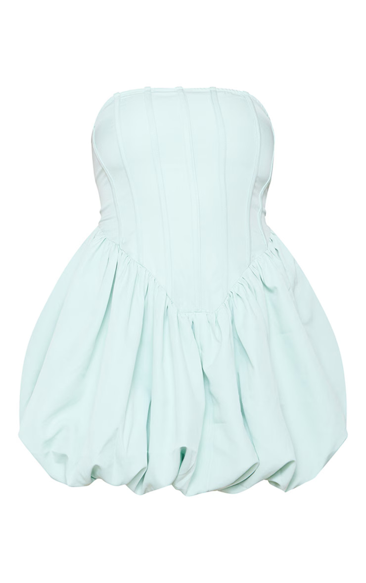 Plus Sage Green Bandeau Puffball Dress | PrettyLittleThing US