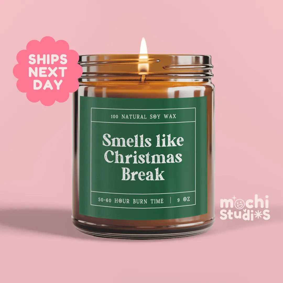 Teacher Christmas Gift, Christmas Candle for Teacher, Smells Like Christmas Break, Teacher Apprec... | Etsy (US)