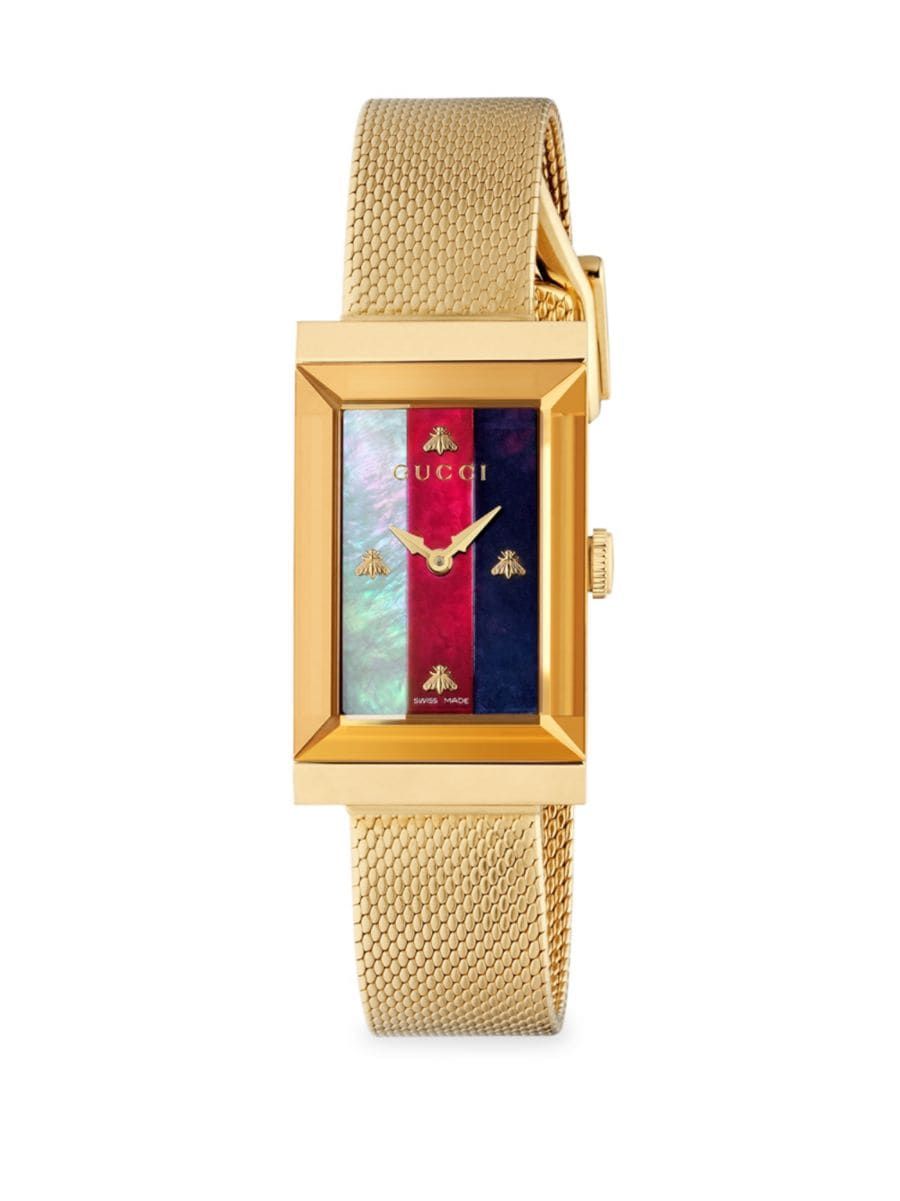 G-Frame Stainless Steel Case 21x34MM MOP Dial Mesh Metal Strap Watch | Saks Fifth Avenue