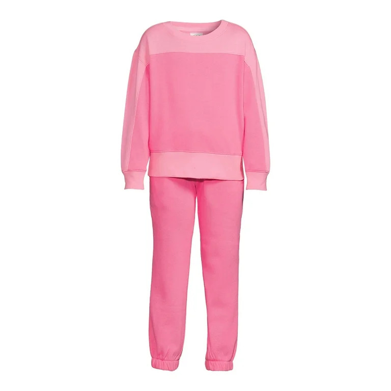 Athletic Works Girls’ Fleece Sweatshirt and Sweatpants Set, 2-Piece, Sizes 4-18 & Plus | Walmart (US)