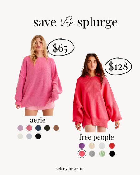 the free people easy street tunic is one of my most-worn sweaters! aerie has a very similar option for 1/2 the price👏🏼

free people sweater, free people easy street tunic, save or splurge, save vs splurge, splurge or save, aerie sweater 

#LTKunder100 #LTKsalealert #LTKFind